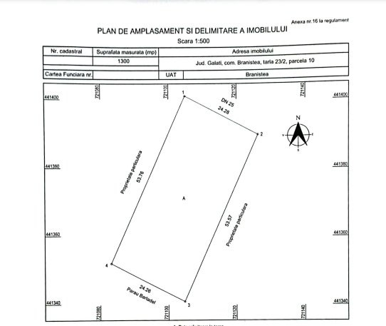 VÂNZARE TEREN ÎN BRANISTEA, DN25
