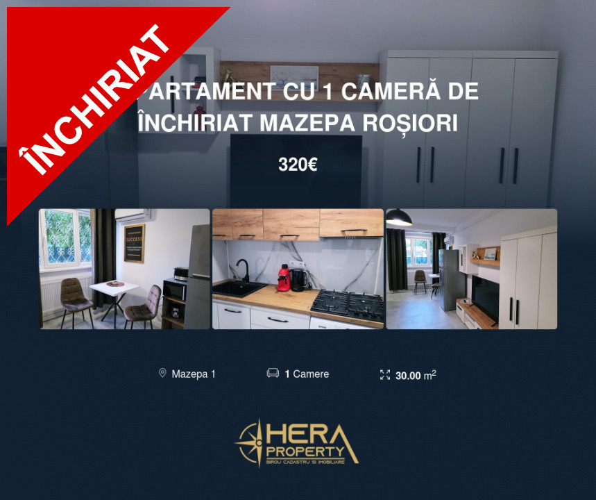 Apartament cu 1 cameră de închiriat Mazepa Roșiori